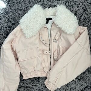 Forever 21 Pink Jacket with White Fur Trim